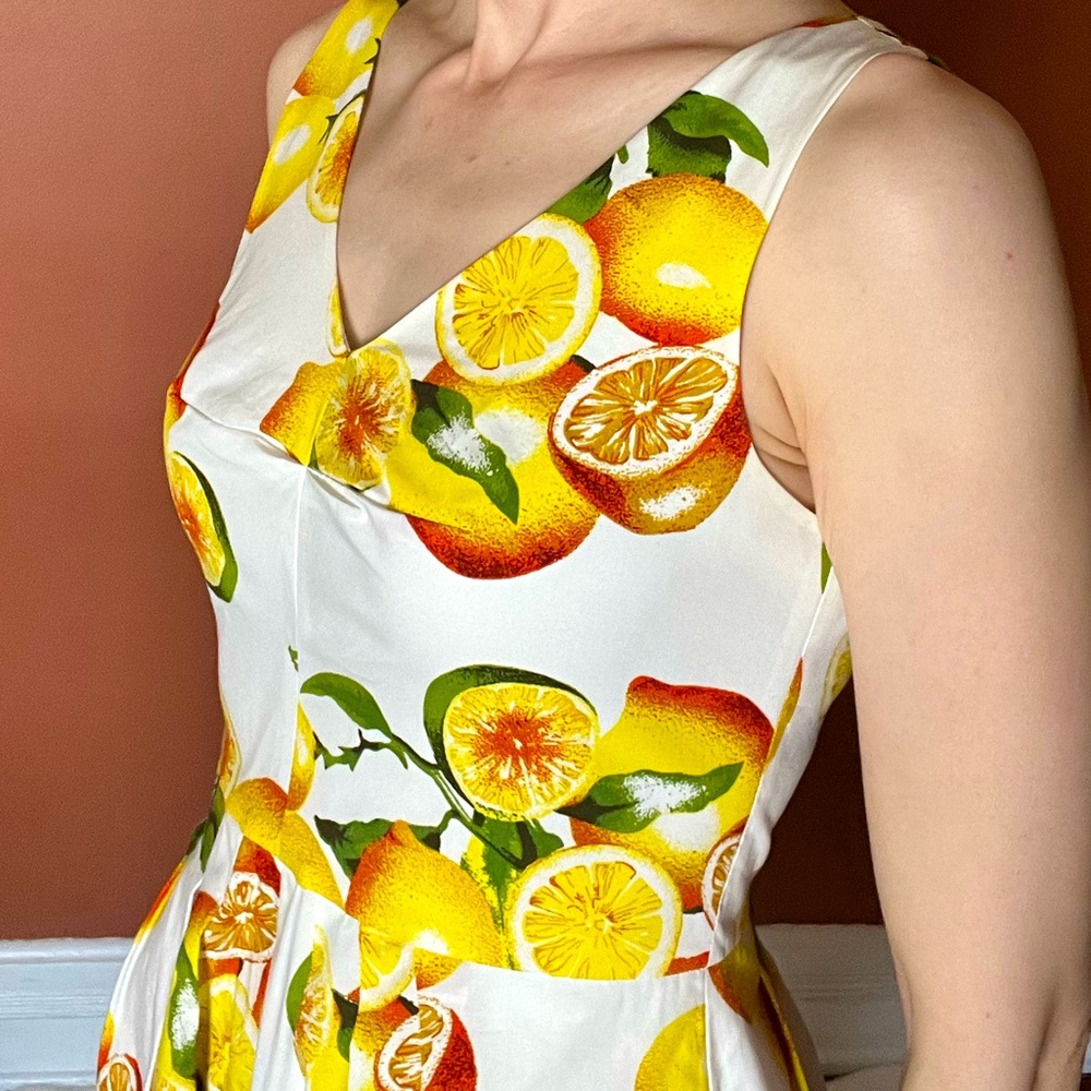 Banana Republic Lemon print fit and flare dress size 4